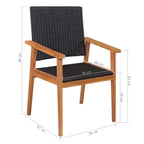 5-osainen Ulkoruokailuryhmä polyrottinki musta ja ruskea