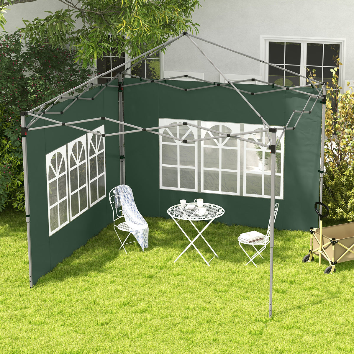 Ikkunalliset sivuseinät pop-up-paviljonkiin 3 x 3 / 3 x 4 m, 2 kpl, vihreä
