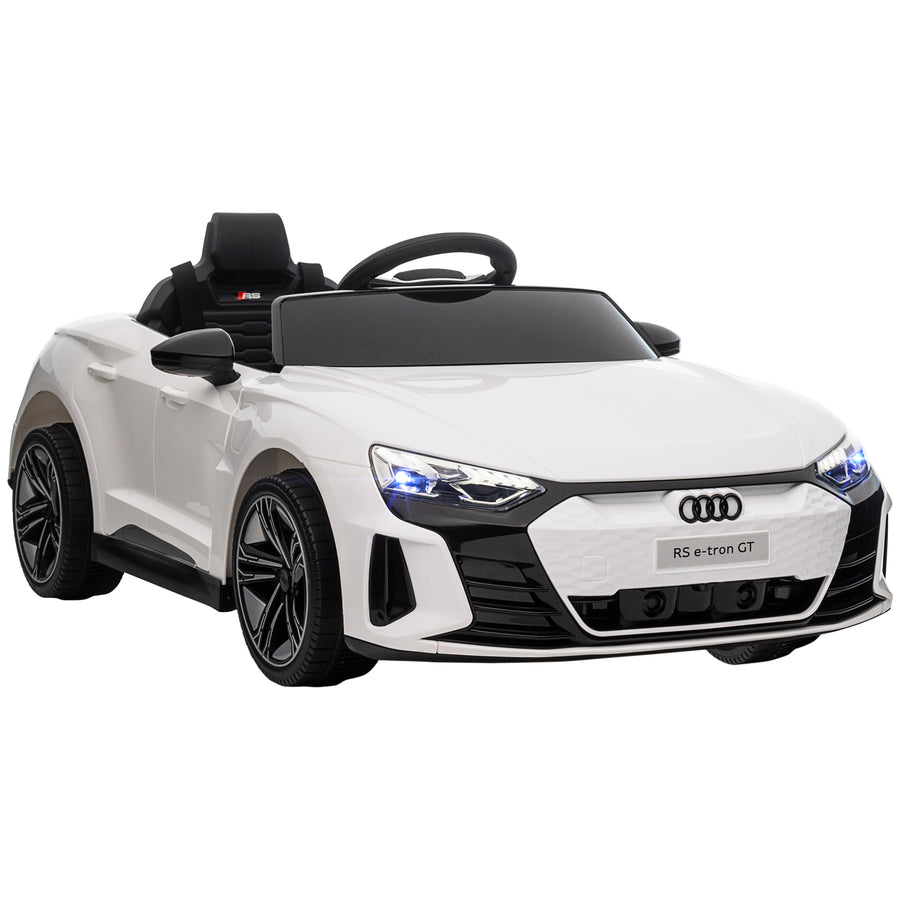 Lasten sähköauto Audi RS e-tron GT, kaukosäädin, turvavyö ja valot, 3–5 v, valkoinen
