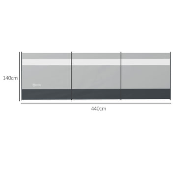Tuulensuoja ikkunakaistalla ja kantolaukulla, 440 x 140 cm, harmaa
