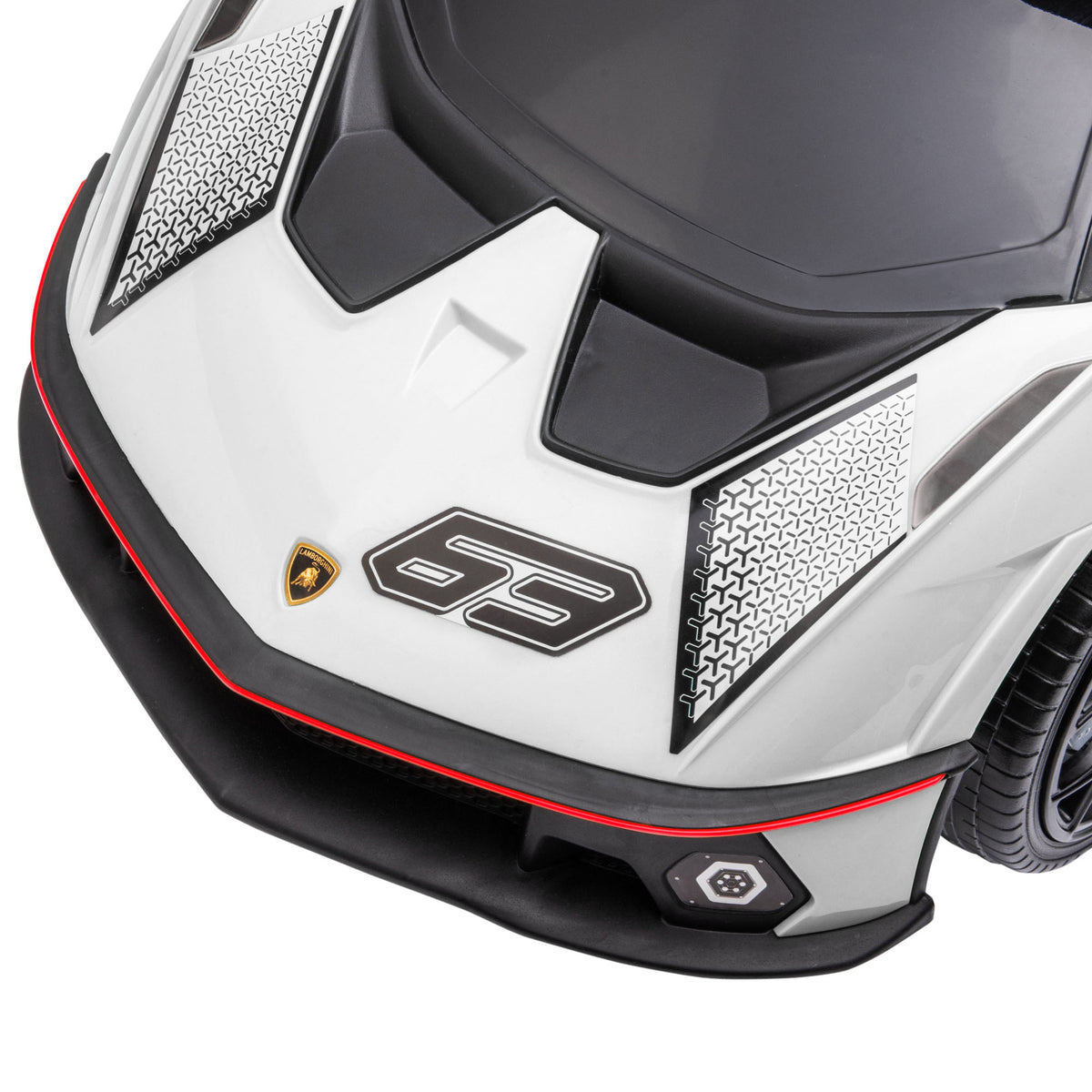Lasten potkuauto Lamborghini, äänitehosteet, kaatumiseste ja säilytystila, 1–3 v, valkoinen