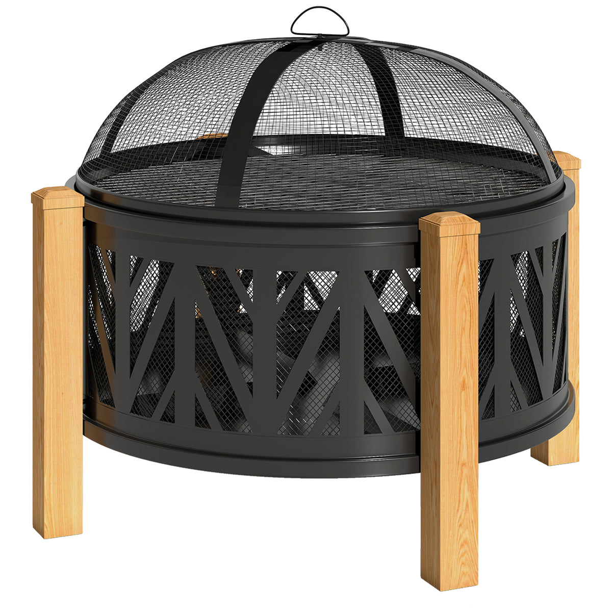 Tulisija ja grilli 2-in-1 kipinäsuojalla, Ø75 cm, musta/ruskea