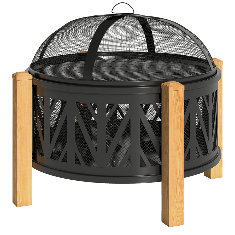 Tulisija ja grilli 2-in-1 kipinäsuojalla, Ø75 cm, musta/ruskea