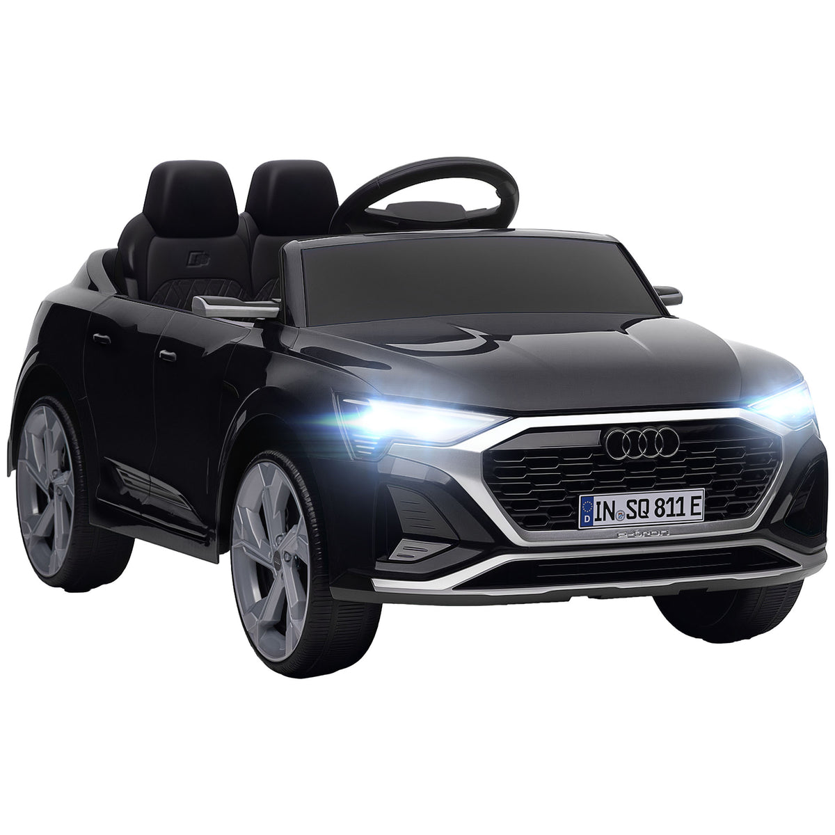 Lasten sähköauto Audi Q8 e-tron Sportback 12V, kaukosäädin, jousitus, 3–5 v, musta