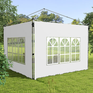 Ikkunalliset sivuseinät pop-up-paviljonkiin 3 x 3 / 3 x 4 m, 2 kpl, valkoinen