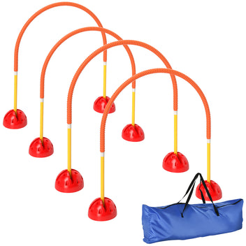 Koiran agility-portit 4 kpl, leveys säädettävä 95–114 cm, täytettävät jalustat, keltainen/oranssi