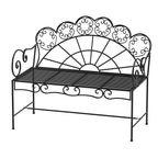 Metallinen puutarhapenkki, 2-istuttava, 107 cm, musta