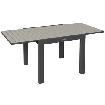 Jatkettava alumiininen puutarhapöytä säleikkökannella, 81–162 x 80 cm, harmaa