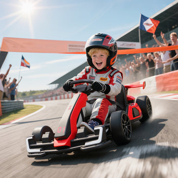 Lasten sähkökartingauto 24V driftitoiminnolla, kaksi moottoria, 6–12 km/h, punainen/musta