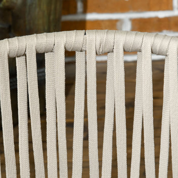 Boho-tyyliset terassituolit punotulla istuinkuorella ja tyynyillä, 2 kpl, beige