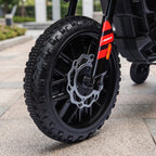 Lasten sähkömoottoripyörä Aprilia 12V, tukipyörät, iskunvaimentimet, USB, 3–8 v, punainen