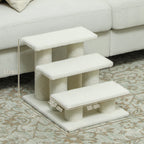 Lemmikkiportaat 3 askelmaa, pehmeä plyysi, 45 x 35 x 34 cm, beige