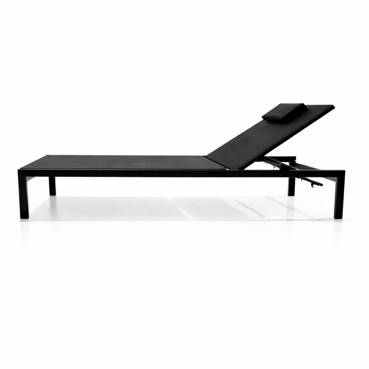 Solstol 195 x 65 x 35 cm – aluminiumram, textilene-tyg, nackkudde, svart