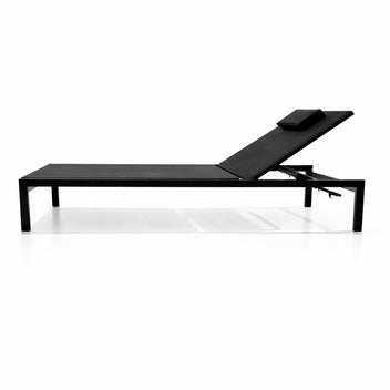 Solstol 195 x 65 x 35 cm – aluminiumram, textilene-tyg, nackkudde, svart