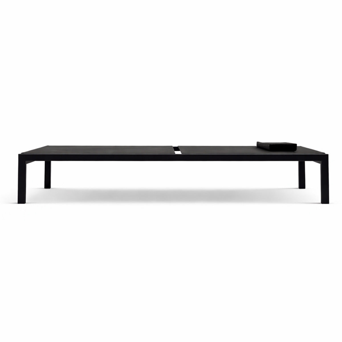 Solstol 195 x 65 x 35 cm – aluminiumram, textilene-tyg, nackkudde, svart