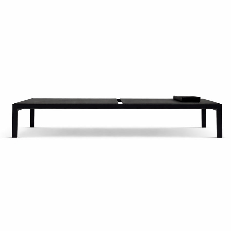 Solstol 195 x 65 x 35 cm – aluminiumram, textilene-tyg, nackkudde, svart
