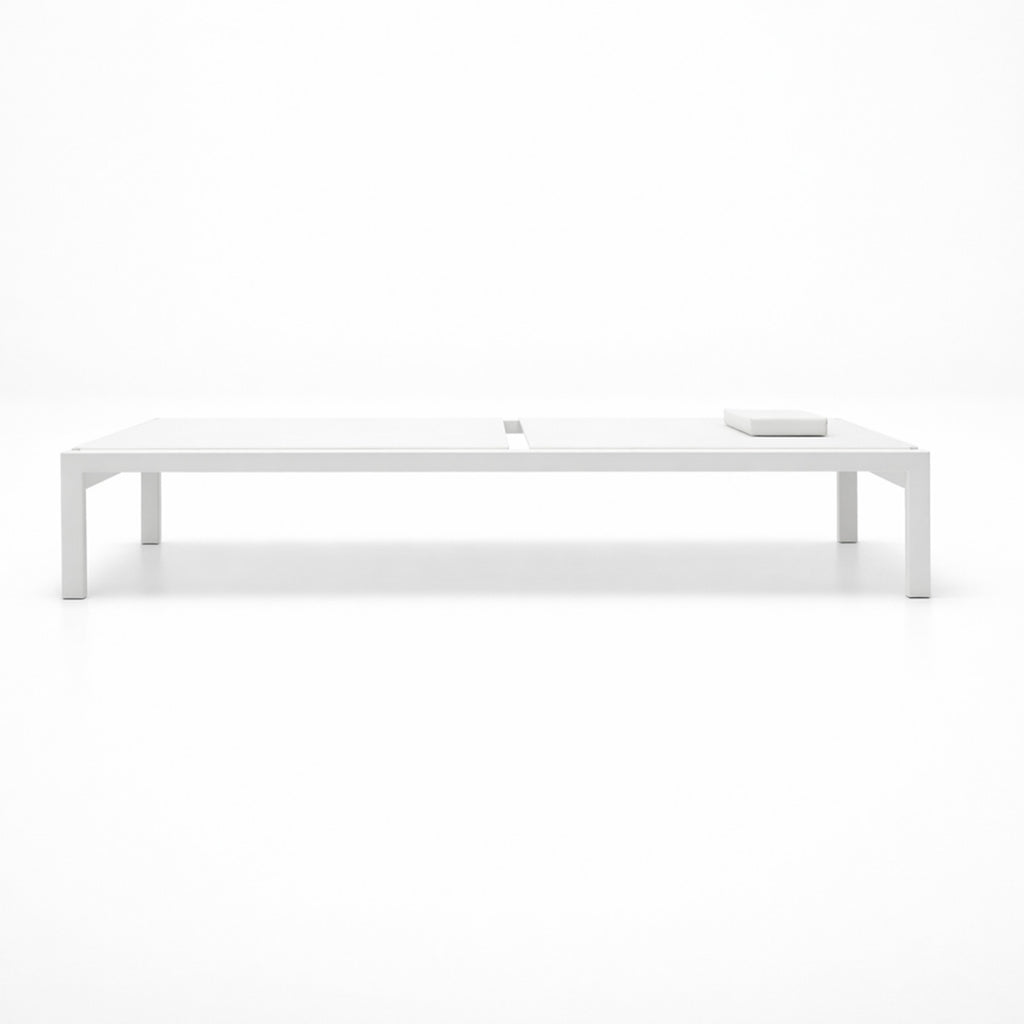 Solstol 165 x 65 x 35 cm – aluminiumram, textilene-tyg, nackkudde, vit