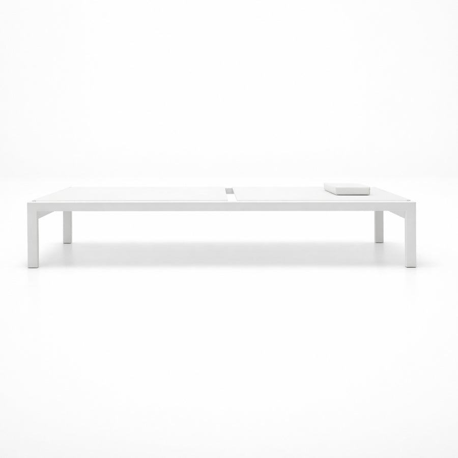 Aurinkotuoli 195 x 65 x 35 cm – alumiinirunko, textilene-kangas, niskatyyny, valkoinen