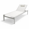 Solstol 165 x 65 x 35 cm – aluminiumram, textilene-tyg, nackkudde, vit