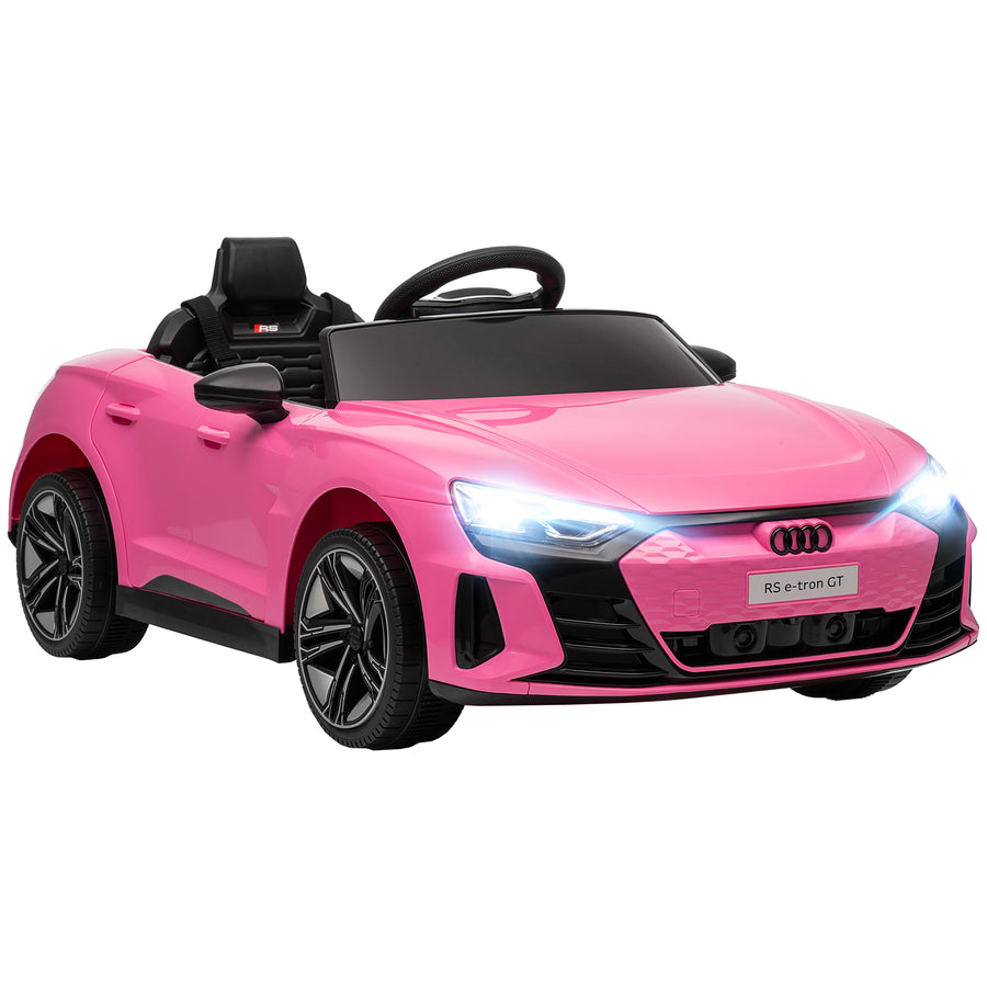 Lasten sähköauto Audi RS e-tron GT, kaukosäädin, turvavyö ja valot, 3–5 v, pinkki