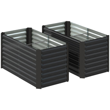 Syvät metalliset kasvatuslaatikot, 2 kpl, 120 x 60 x 60 cm, tummanharmaa