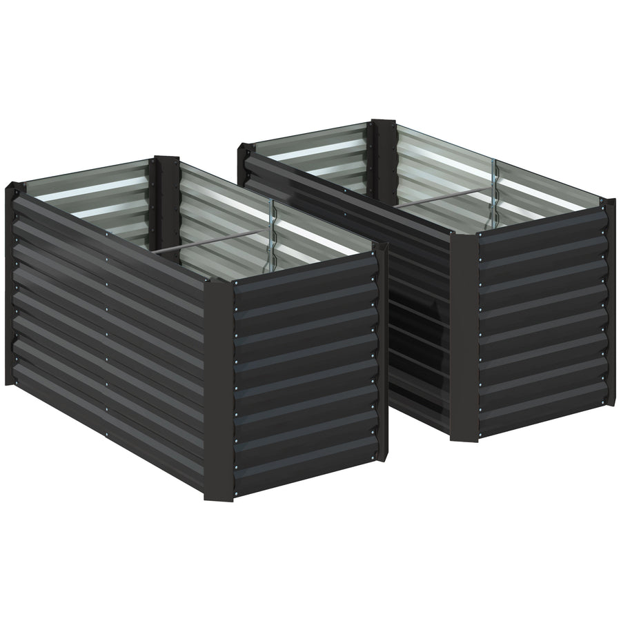Syvät metalliset kasvatuslaatikot, 2 kpl, 120 x 60 x 60 cm, tummanharmaa