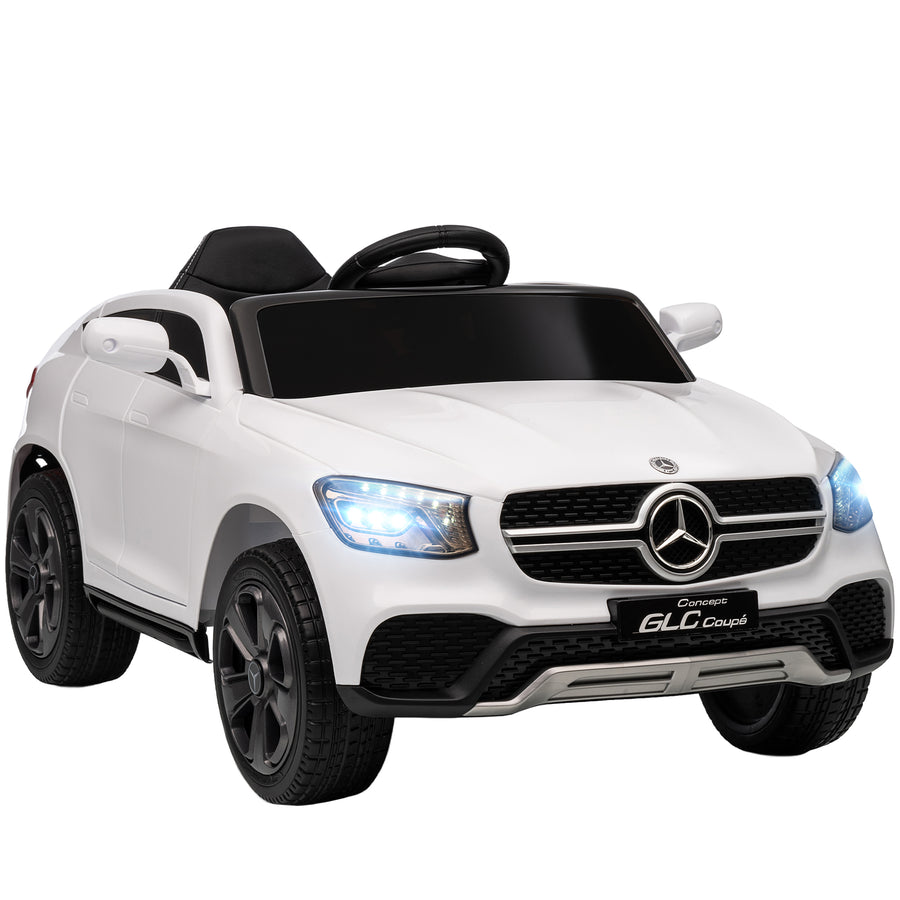Lasten sähköauto Mercedes-Benz GLC Coupé 12V, kaukosäädin, LED ja musiikki, 3–6 v, valkoinen