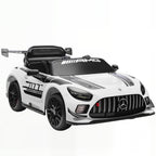Lasten sähköauto Mercedes-AMG 12V, kaukosäädin, LED ja langaton musiikki, 3–8 v, valkoinen