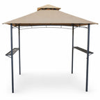 Grillikatos 240 x 150 cm – kaksikerroksinen katto, sivuhyllyt, pullonavaaja, beige