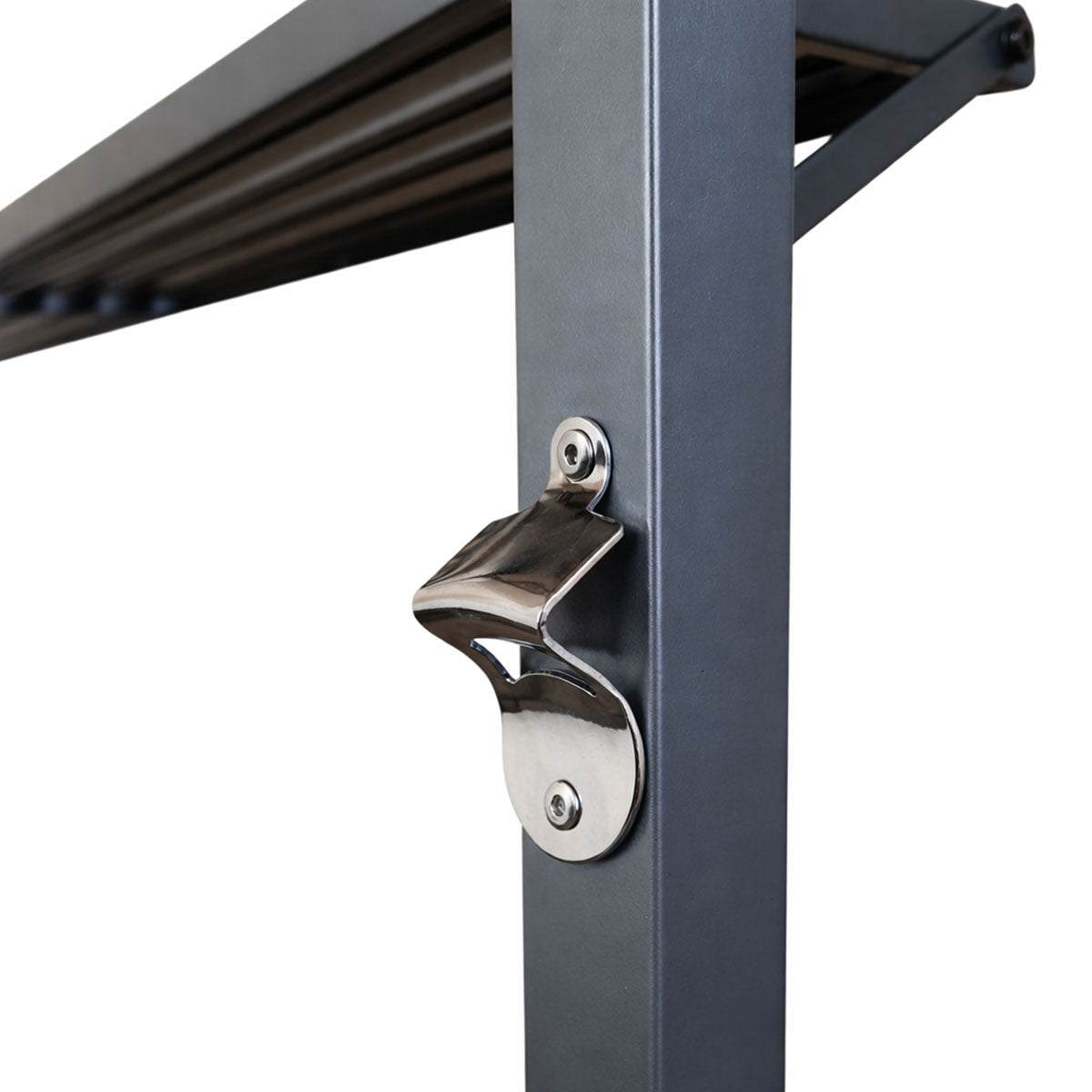 Grilltak 240 x 150 cm – tvåvånings tak, sidohyllor, flasköppnare, beige