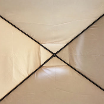 Grilltak 240 x 150 cm – tvåvånings tak, sidohyllor, flasköppnare, beige