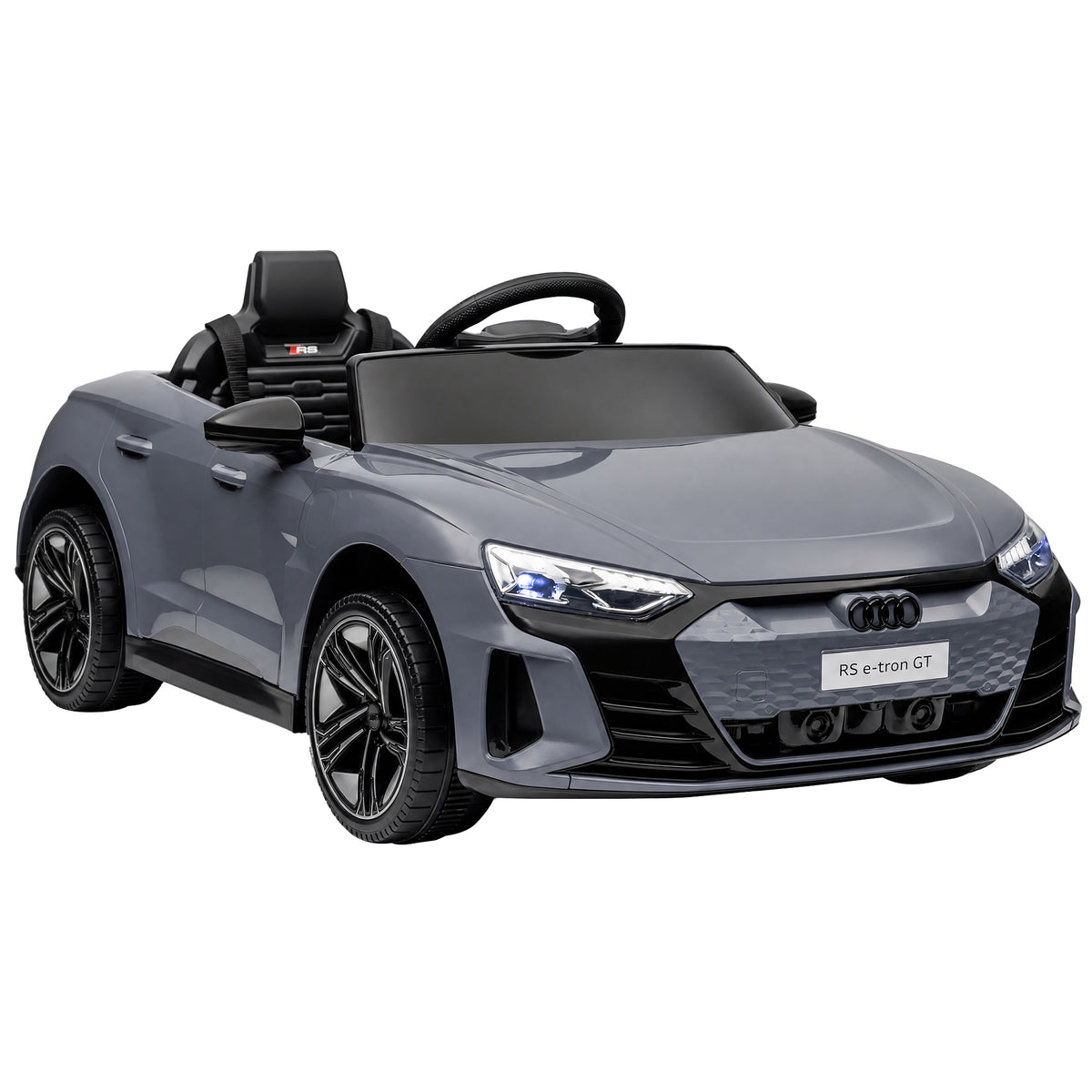 Lasten sähköauto Audi RS e-tron GT, kaukosäädin, turvavyö ja valot, 3–5 v, harmaa
