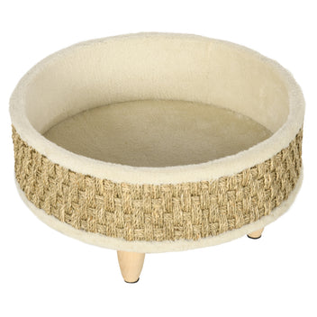 Lemmikin peti merileväpunoksella ja pestävällä tyynyllä, kissoille ja koirille, Ø 48 cm, beige