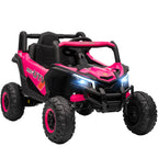 Lasten sähkömaastoauto UTV 12V, kaukosäädin, jousitus ja LED, 3–7 km/h, 3–5 v, pinkki