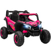 Lasten sähkömaastoauto UTV 12V, kaukosäädin, jousitus ja LED, 3–7 km/h, 3–5 v, pinkki