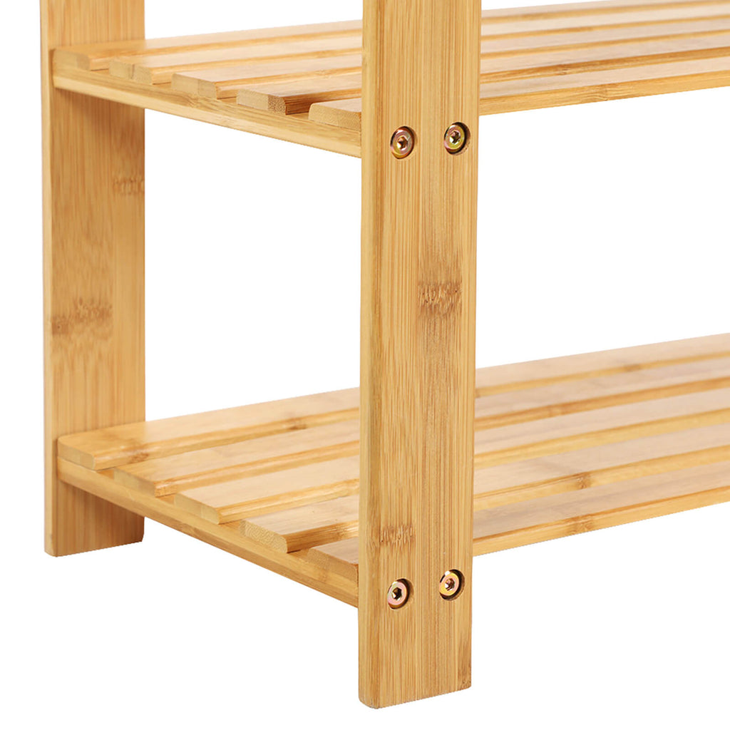 3-tasoinen bambuinen kenkäpenkki, kenkäteline ja säilytysorganizer, 70 × 28 × 45 cm, eteiseen, kylpyhuoneeseen ja olohuoneeseen