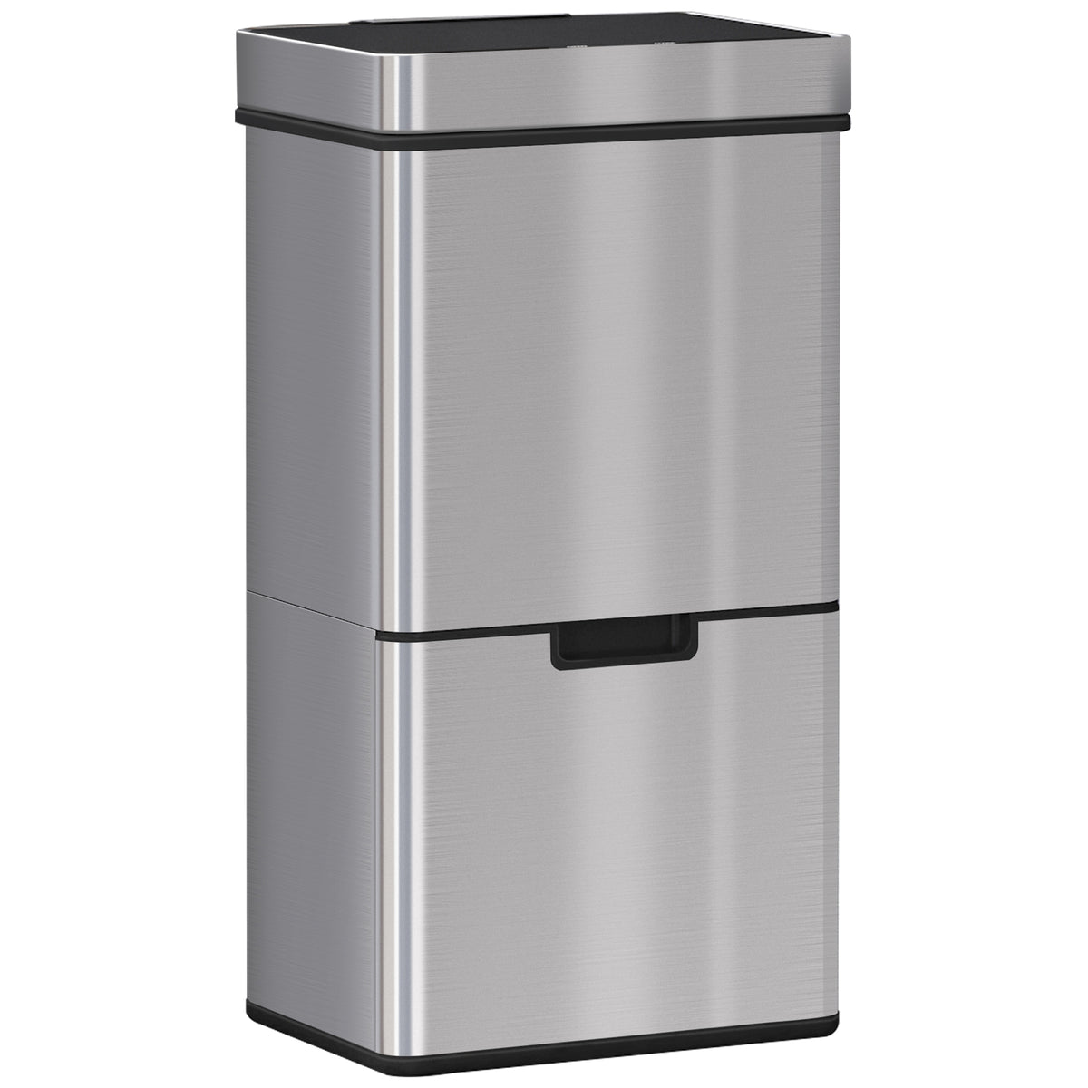 Sensoriroskakori lajitteluun 47 l + 2 x 12,5 l, kolme lokeroa, ruostumaton teräs, hopea