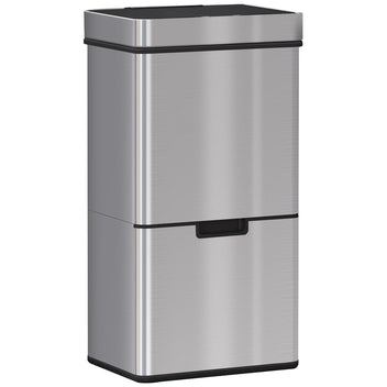 Sensoriroskakori lajitteluun 47 l + 2 x 12,5 l, kolme lokeroa, ruostumaton teräs, hopea