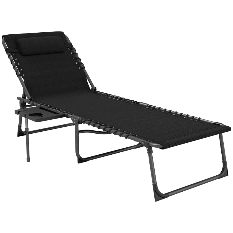 Kokoontaitettava aurinkotuoli niskatyynyllä ja säädettävällä selkänojalla 120 kg