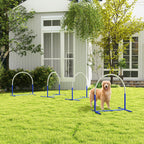 Koiran agility-kaaret 4 kpl aloittelijoille, kantolaukku, 88 x 64 x 95 cm, sininen/valkoinen