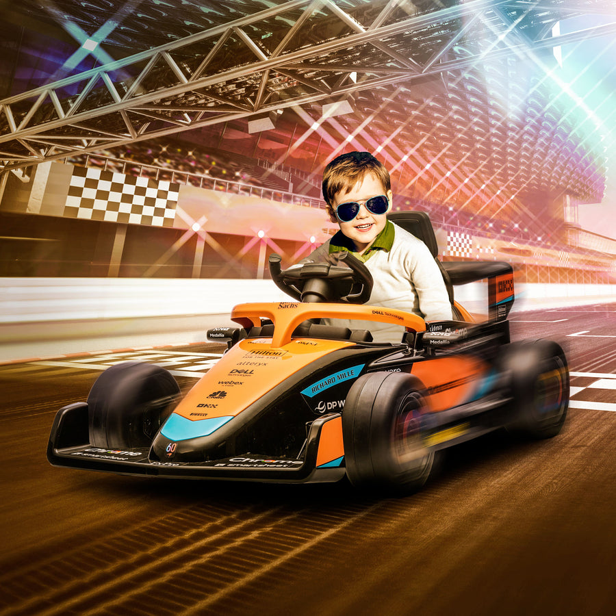 Lasten sähköauto McLaren Formula 1, 12V, kaukosäädin ja musiikki, 3–5 v, oranssi