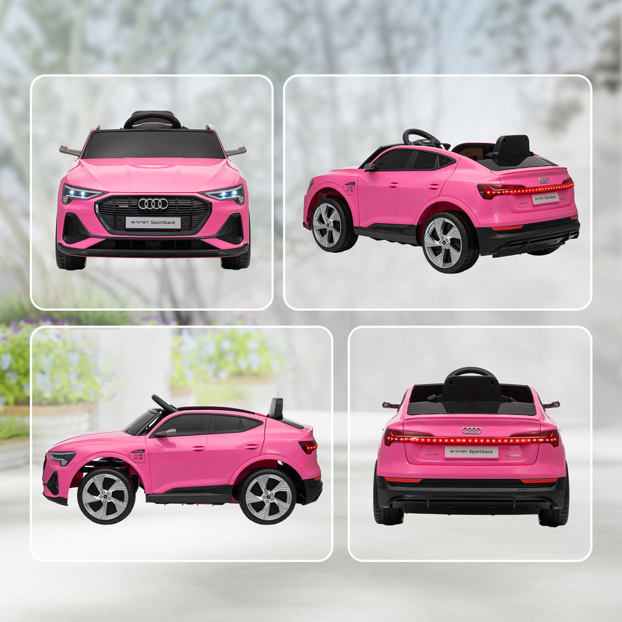Lasten sähköauto Audi e-tron 12V, kaukosäädin, turvavyö ja musiikki, 3–5 v, pinkki