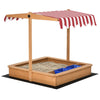 Hiekkalaatikko korkeussäädettävällä katoksella 107,5 x 107,5 cm, kuusi, keltainen