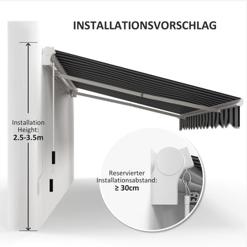 Käsikäyttöinen nivelvarsimarkiisi, 3,95 x 2,45 m, sininen/valkoinen