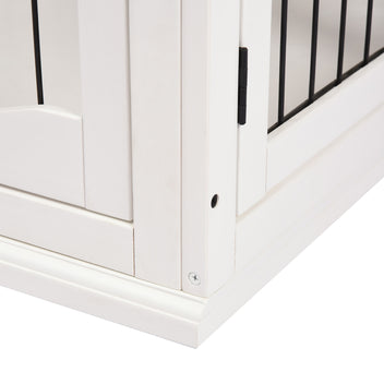 Koiran häkkipöytä kahdella ovella, MDF ja metalli, 30 kg asti, 81 x 58,5 x 66 cm, valkoinen