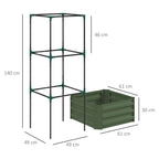 Kasvatuslaatikko ja säädettävä tomaattikehikko, 61 x 61 x 140 cm, vihreä