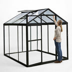 Pohjola Garden Hybrid Kasvihuone 3,3m², Tukeva Runko, Kirkas Seinäpaneeli, Sokkeli