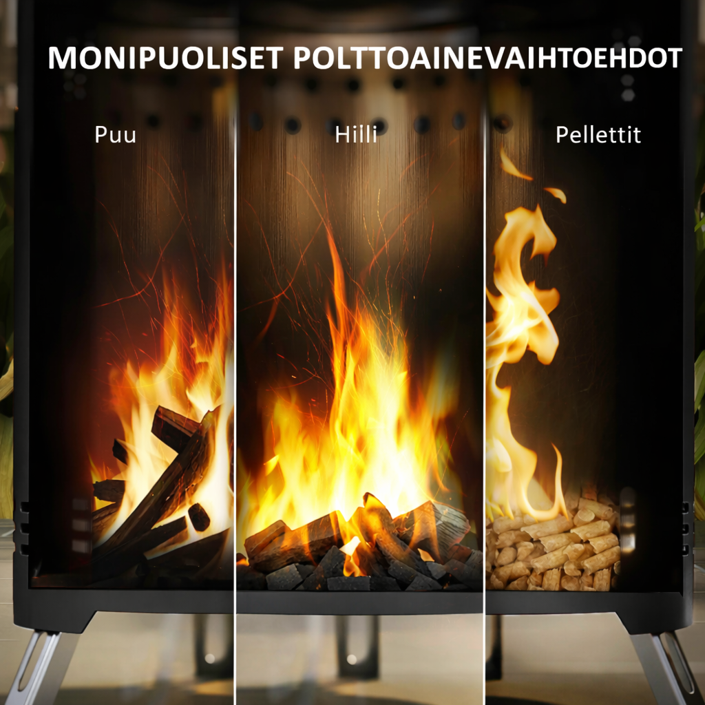 Kompakti savuton ulkotulisija, 25 cm ruostumatonta terästä