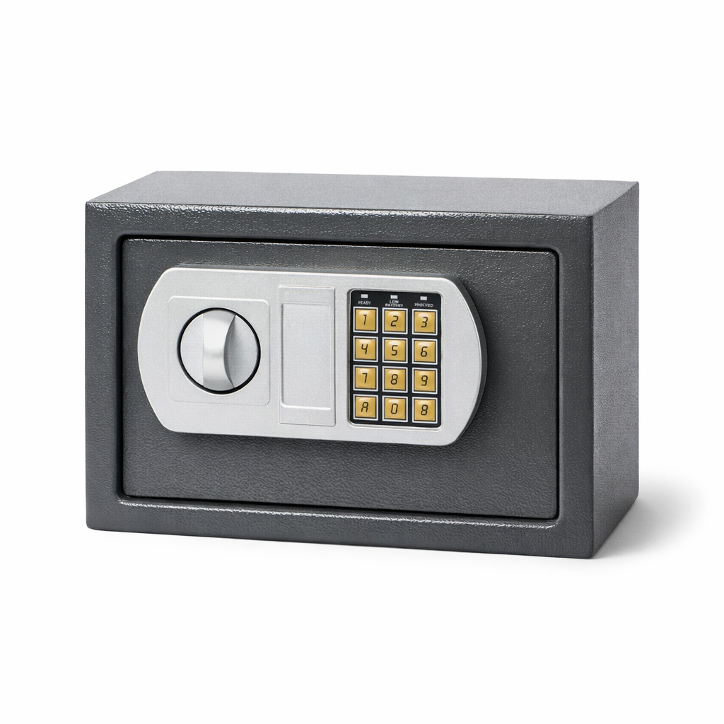 Lykke & Lagom/säkerhetsskåp med digitalt lås, 31x20x20 cm, grått