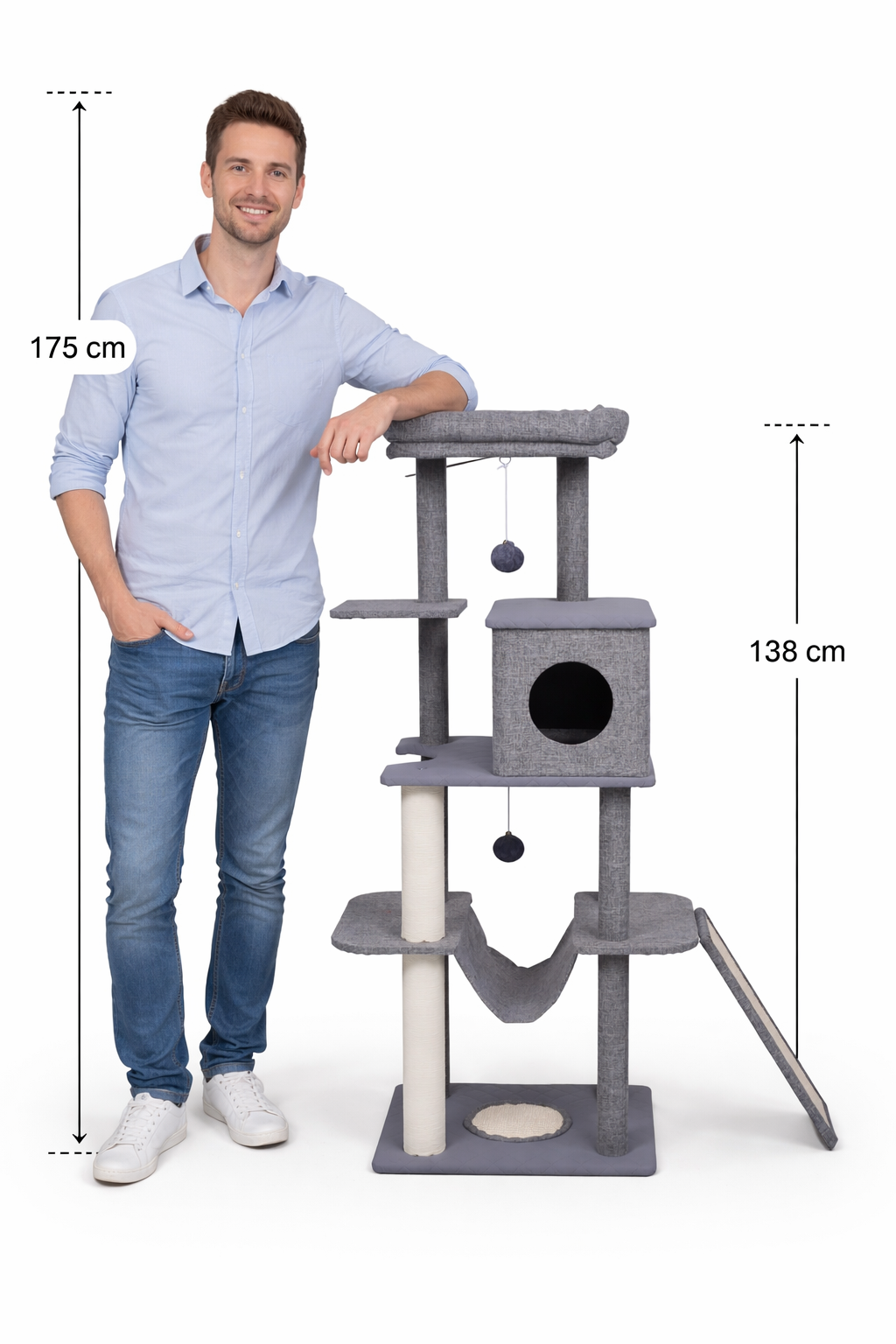 Pohjolan Lemmikkitarvike Kissan raapimispuu 138cm Harmaa